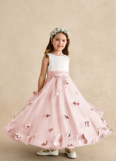 Azazie Vi Flower Girl Dresses Blushing Pink A-Line Sleeveless Tulle Dress image8