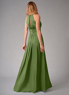 Azazie Bonnie Bridesmaid Dresses Juniper A-Line Pleated Stretch Satin Dress image2