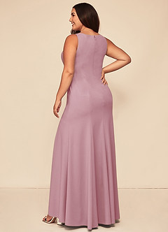 Azazie Rogue Final Sale Vintage Mauve Mermaid Scoop Side Slit Stretch Crepe Dress image8