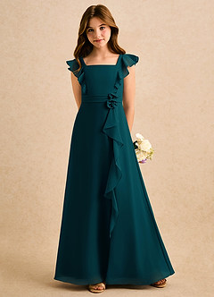 Azazie Soso Girls Formal Blomsterpigekjoler A-Line Plisseret Chiffon Gulv-længde Kjole image5