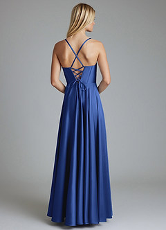 Azazie Alaia Suknie dla druhen Linia A Gorset Satyna elastyczna Do ziemi Sukienka image3