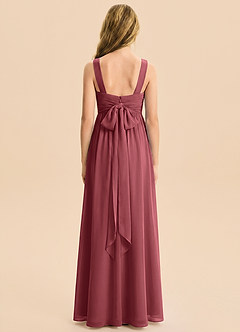 Azazie Kora Junior Vestido Merlot de Gasa de Corte en A con Plisado image6