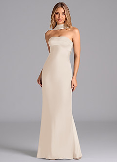 Azazie Lusinda Bridesmaid Dresses White Alabaster Mermaid Strapless Stretch Satin Dress image4
