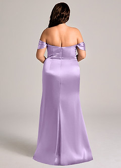 Azazie Saige Bridesmaid Dresses Lilac Sheath Off the Shoulder Metallic Satin Convertible Dress image10
