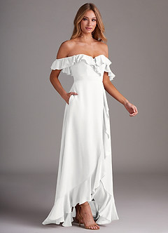 Azazie Lyra Bridesmaid Dresses White A-Line Chiffon Convertible Dress image6