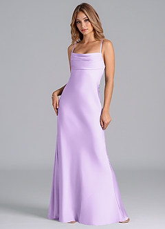 Azazie Seema Abiti da Damigella Abito Sirena in Raso Elasticizzato Corsetto Lilla image3
