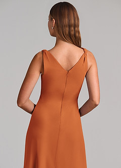 Azazie Nerine Brudtärnklänningar Klä av A-Linje i Chiffong Plisserad Kanel image7