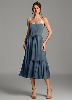 Azazie Delphina Bridesmaid Dresses Twilight A-Line Corset Stretch Satin Convertible Dress image7