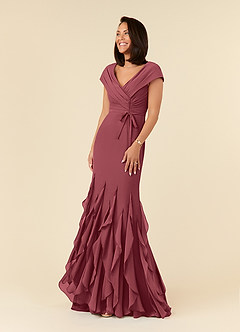 Azazie Bailora Mother of the Bride Dresses Merlot Mermaid Ruched Chiffon Dress image1