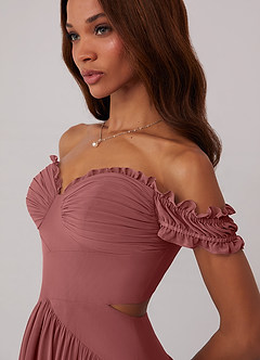 Barbie ♥ Azazie Bridesmaid Dresses Amethyst A-Line Off the Shoulder Chiffon Convertible Dress image5