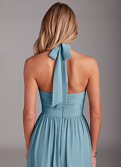 Azazie Avary Abiti da Damigella Abito A-Line in Chiffon Plissettato Blu Lunatico image7