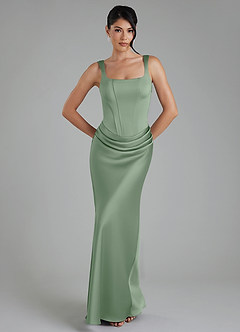 Azazie Etta Bridesmaid Dresses Matcha Mermaid Corset Stretch Satin Dress image1