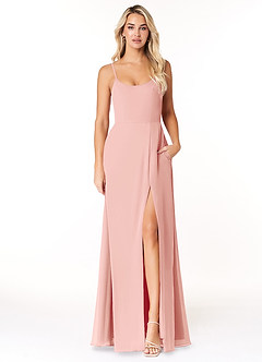 Azazie Moira Bridesmaid Dresses Rosette A-Line Scoop Chiffon Dress image1