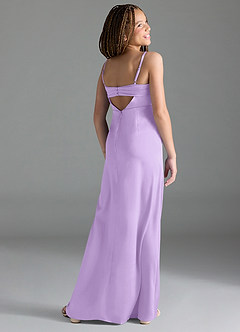 Azazie Leonis Junior Robe Trapèze en Satin extensible Plissée Lilas image5