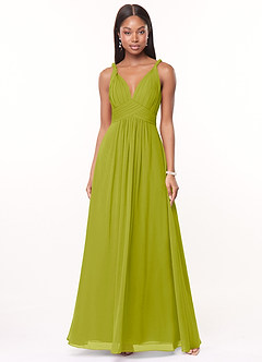 Azazie Maren Bridesmaid Dresses Lemongrass A-Line Pleated Chiffon Dress image1