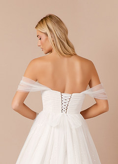 Azazie Maia Wedding Dresses Diamond White A-Line Off the Shoulder Tulle Dress image6