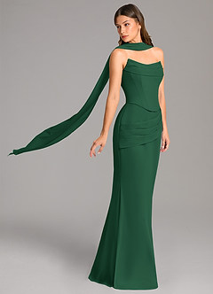 Azazie Sorrel Bridesmaid Dresses Dark Green Mermaid Corset Chiffon Dress image3