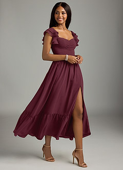 Azazie Anaya Bridesmaid Dresses Cabernet A-Line Pleated Chiffon Dress image3