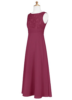 Azazie Snow Junior Mulberry A-Line Lace Chiffon Dress image9