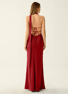 Wrenllien Ruby Red Satin Prom Dress image2
