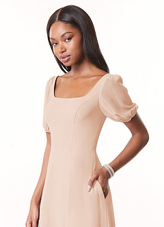 Azazie Alani Bridesmaid Dresses English Rose A-Line Square Neckline Chiffon Dress image4