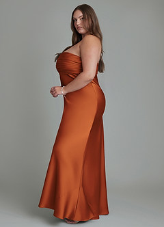 Azazie Saylor Bridesmaid Dresses Cinnamon Mermaid Strapless Stretch Satin Dress image14