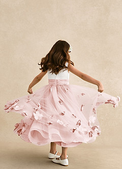 Azazie Vi Flower Girl Dresses Blushing Pink A-Line Sleeveless Tulle Dress image3