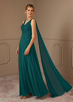 Azazie Joules Mother of the Bride Dresses Peacock A-Line Sequins Chiffon Dress image3