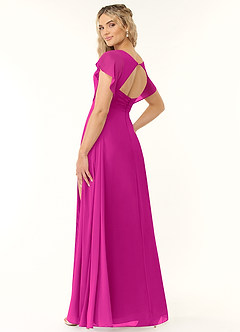 Azazie Rylee Jurken voor bruidsmeisjes Jurk van Chiffon met A-Lijn Geplooid Fuchsia image4