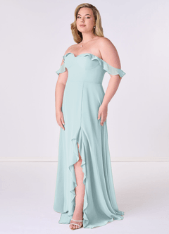 Barbie ♥ Azazie Bridesmaid Dresses Mist A-Line Off the Shoulder Chiffon Convertible Dress image10