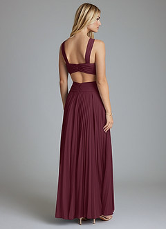 Azazie Hosanna Bridesmaid Dresses Cabernet A-Line Pleated Chiffon Dress image3