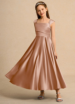 Azazie Bundle Junior Formal Flower Girl Klänningar Klä A-Line i Matt satäng Plisserad image6