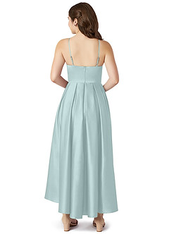 Azazie Jemima Junior Mist A-Line with Pockets Stretch Satin Dress image2