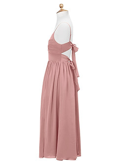 Azazie Zeya Junior Abito A-Line in Chiffon Rosa Polverosa image9