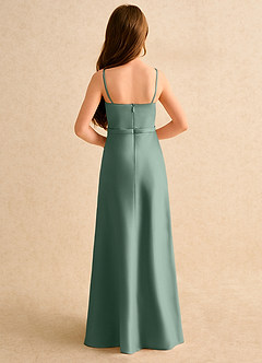 Azazie Fishie Girls Formal Jurken voor bloemenmeisjes A-Lijn Jurk van Mat Satijn Eucalyptus image7