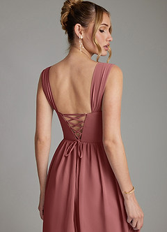 Azazie Caterina Brautjungfernkleider A-Linie Korsett Chiffon Kleid Amethyst image2