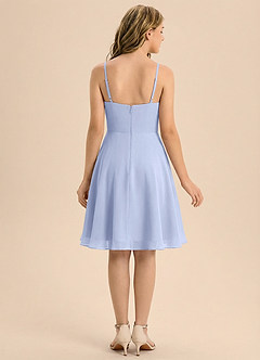 Azazie Lumi Junior Vestido de Hielo de Gasa de Corte en A con Plisado image5