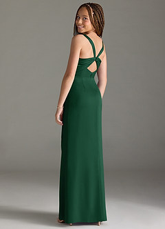 Azazie Mero Junior Dark Green Mermaid Pleated Stretch Satin Dress image2