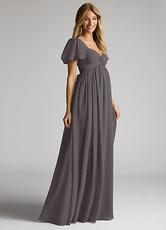Azazie Madisynn Maternity Bridesmaid Dresses Bow Chiffon Floor-Length Dress image3