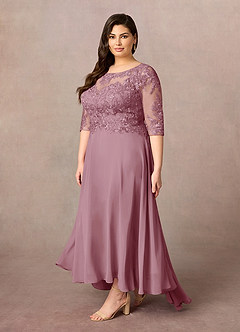 Azazie Monza Abiti per la Madre della Sposa Abito A-Line in Chiffon Pizzo Vintage Malva image8