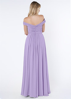 Azazie Audrianna Bridesmaid Dresses Lilac A-Line Off-The-Shoulder Gathered Chiffon Convertible Dress image3