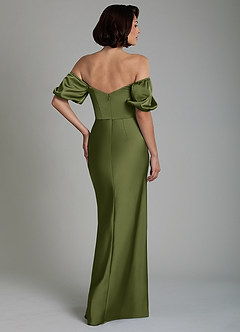 Azazie Lea Bridesmaid Dresses Olive Mermaid Off the Shoulder Stretch Satin Convertible Dress image6