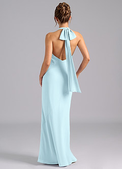 Azazie Velli Bridesmaid Dresses Cloud Blue Mermaid High Neck Chiffon Dress image2