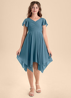 Azazie Janeaurelia Junior Abito A-Line in Chiffon Plissettato Bermuda image6