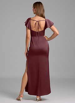 Azazie Demia Brautjungfernkleider Etui Herzausschnitt Stretch-Satin Kleid Sangria image6