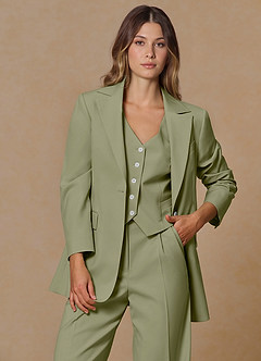 front Rowan Pistachio Refined Weave Performance 3-Piece Suit