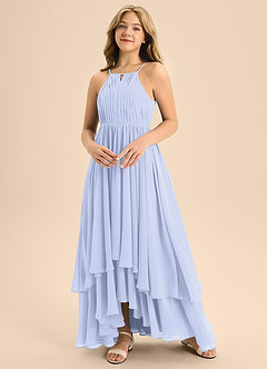 Azazie Elliora Junior Abito A-Line in Chiffon Plissettato Lavanda image4