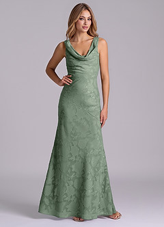 Azazie Rylina Final Sale Matcha Mermaid Floral Burnout Dress image4