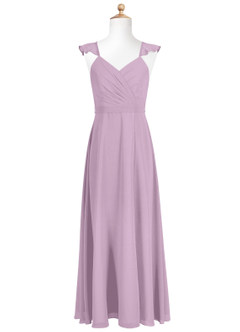 Azazie Emily Junior A-Linie Gestreift Chiffon Kleid Blauregen image5