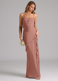 Azazie Nancie Bridesmaid Dresses Cedar Rose Mermaid Ruched Chiffon Dress image5